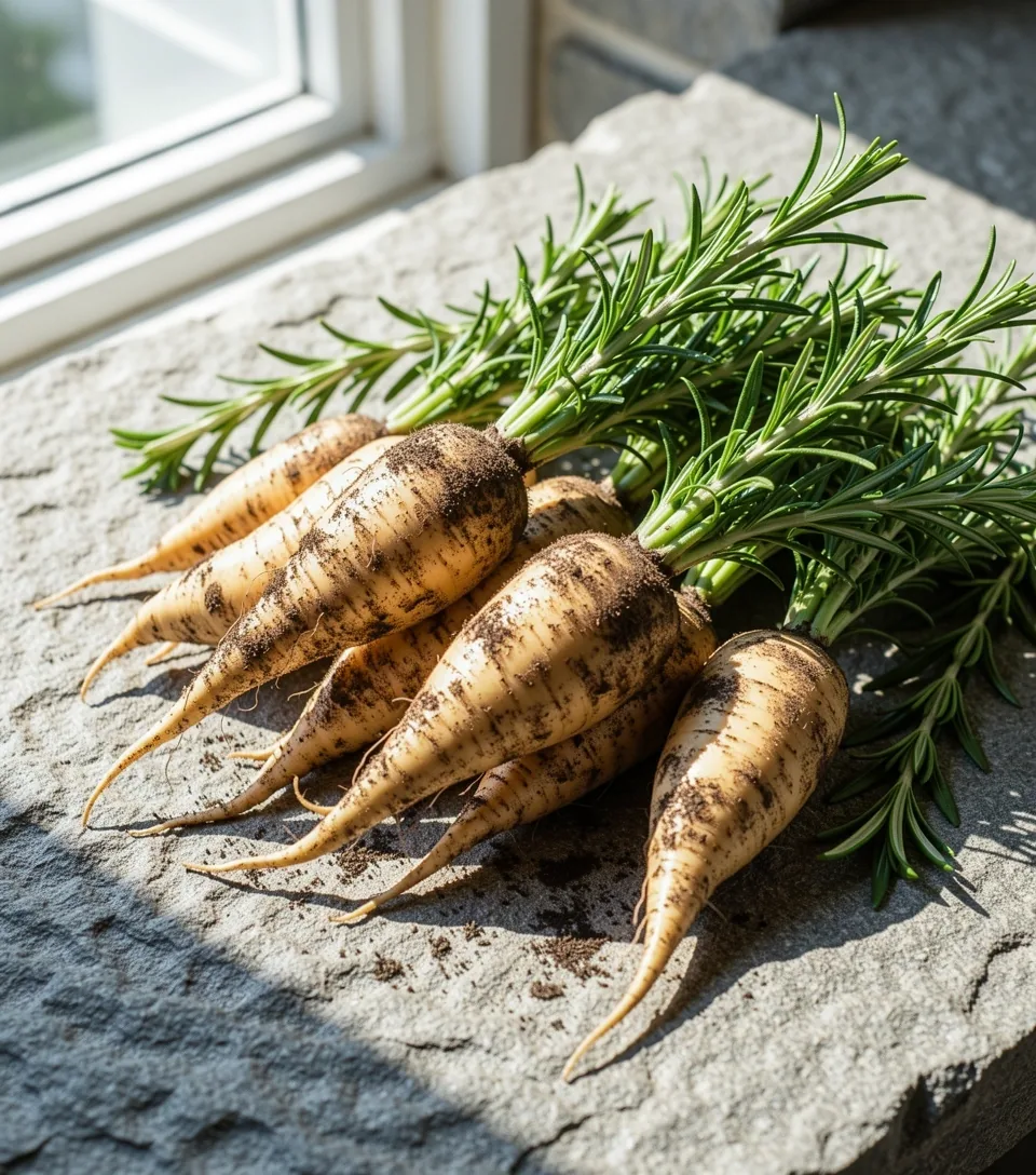 Raw heritage vegetables on stone